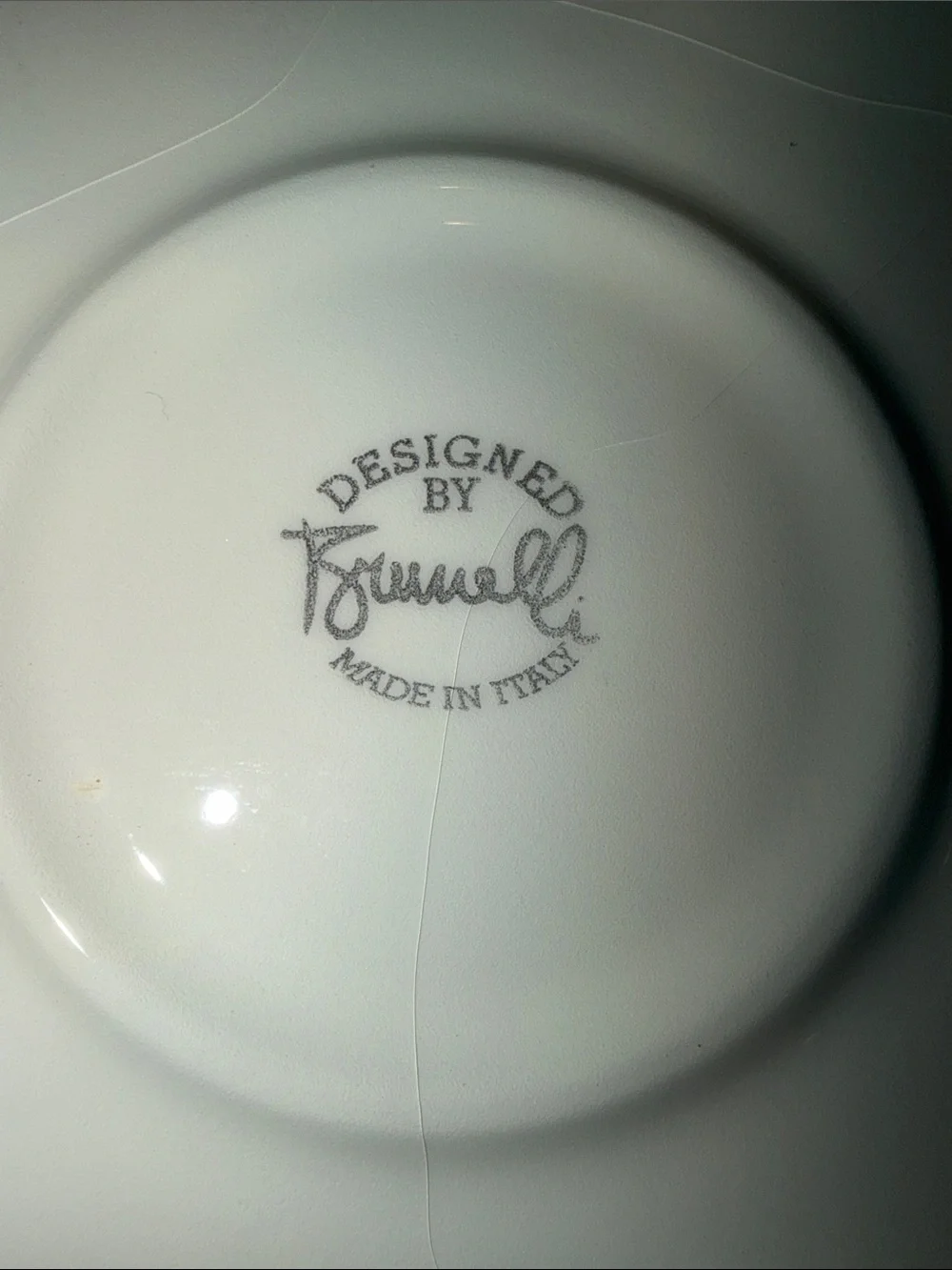 Pietro Brunelli White Porcelain Serving Plate with Green Fruit Motif